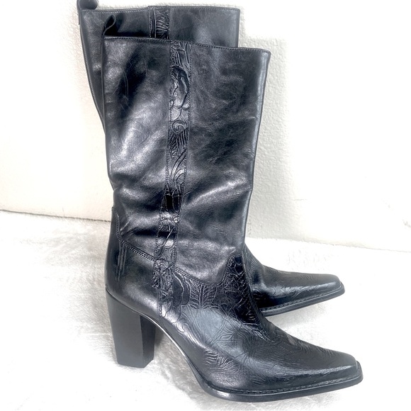 Antonio Melani Tooled Cowgirl Mid Boots - Picture 13 of 15